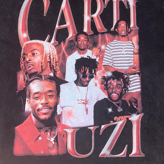 Carti & Uzi Y2K Vintage Rap Graphic Tee – Heavy Cotton Streetwear Shirt (Size L)