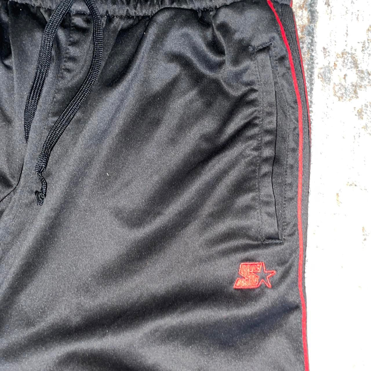 Starter Black Track Pants with Red Stripes - Y2K Vintage (Size L, 36x38)
