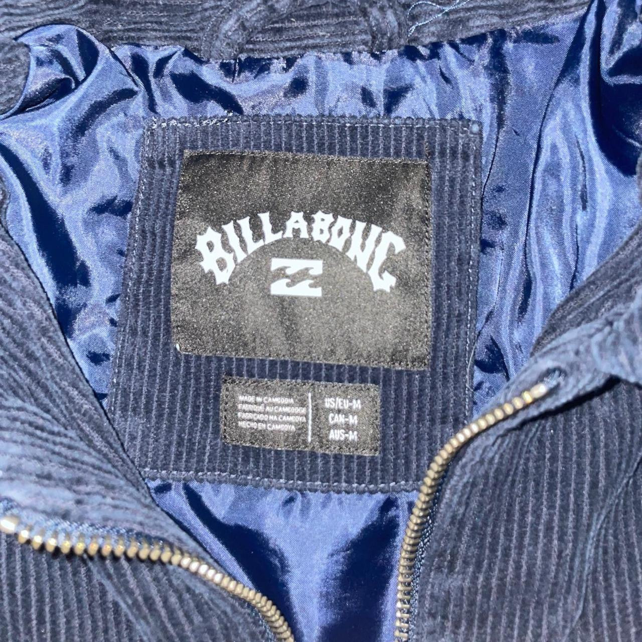 Billabong Navy Blue Corduroy Jacket – Zip-Up Workwear Style (M)