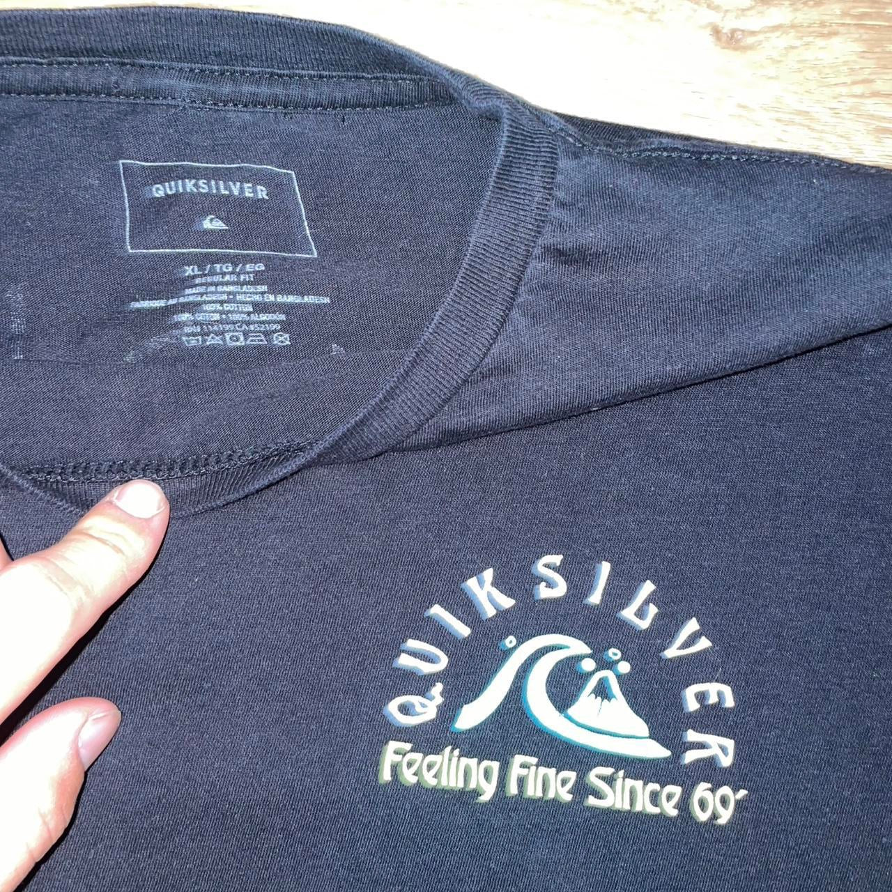 Vintage Quiksilver Surf Tee – “Feeling Fine Since 69” – Black – XL – Y2K Skate Surf Style