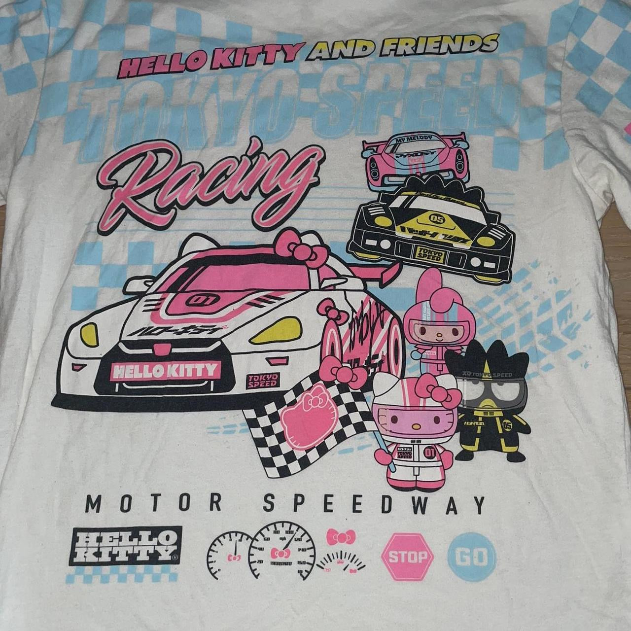 AOP Hello Kitty & Friends Tokyo Speed Racing Tee | Y2K Anime Graphic T-Shirt