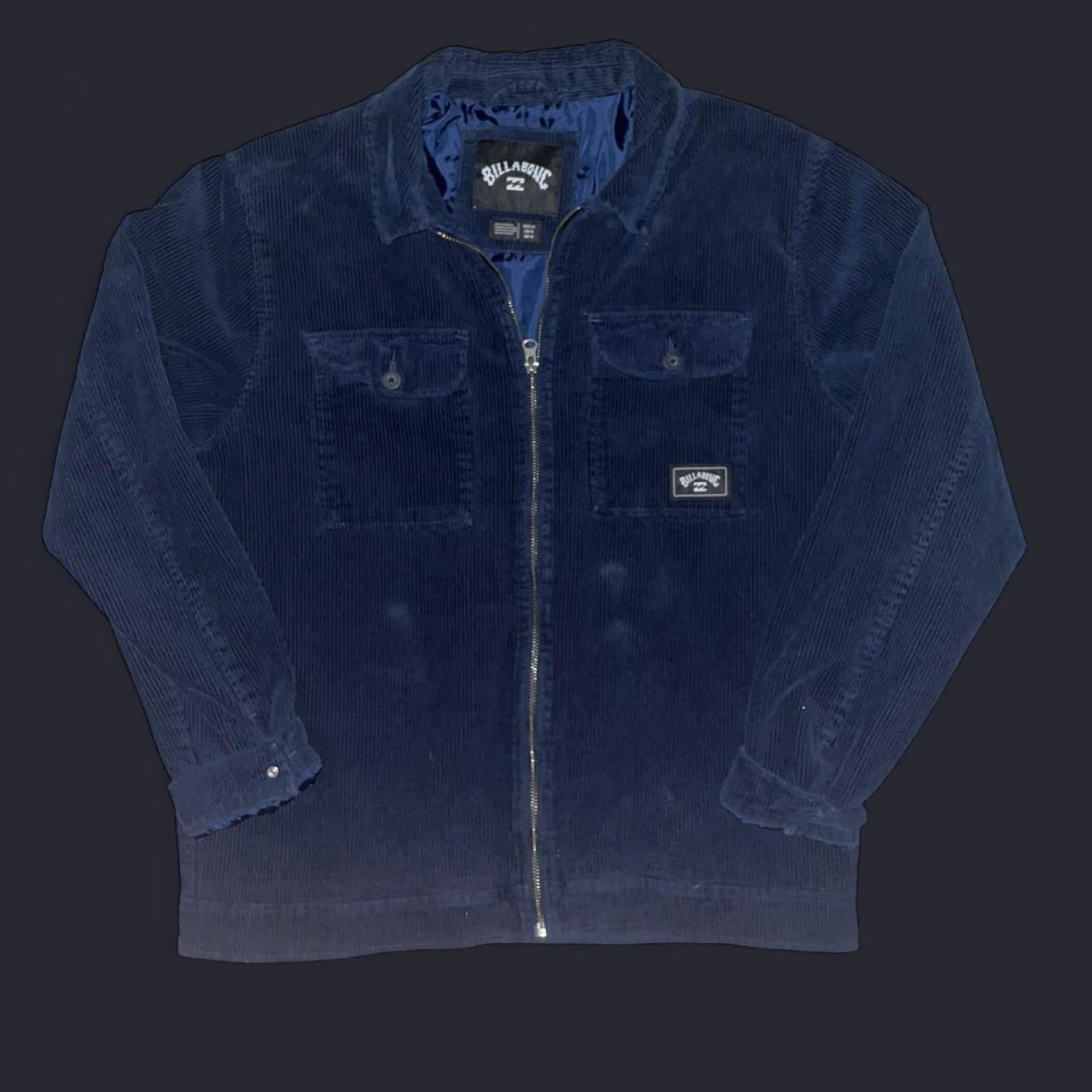 Billabong Navy Blue Corduroy Jacket – Zip-Up Workwear Style (M)