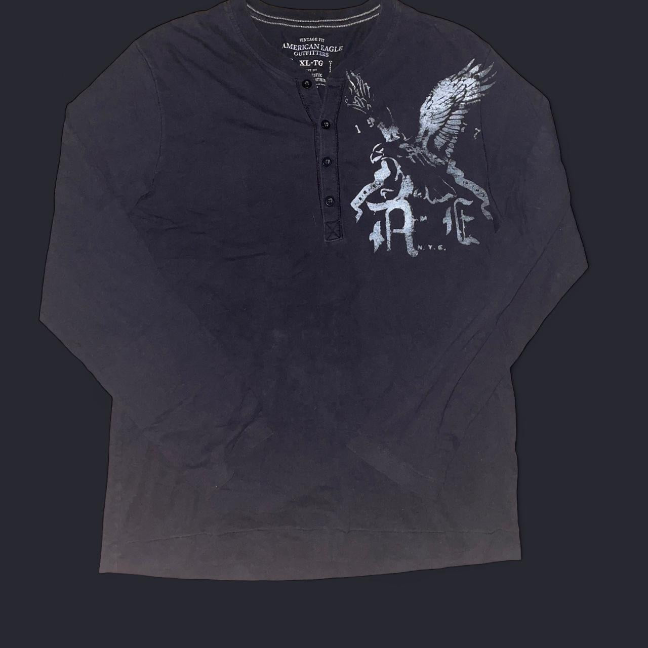 American Eagle Vintage Fit Henley Shirt – Black (XL)