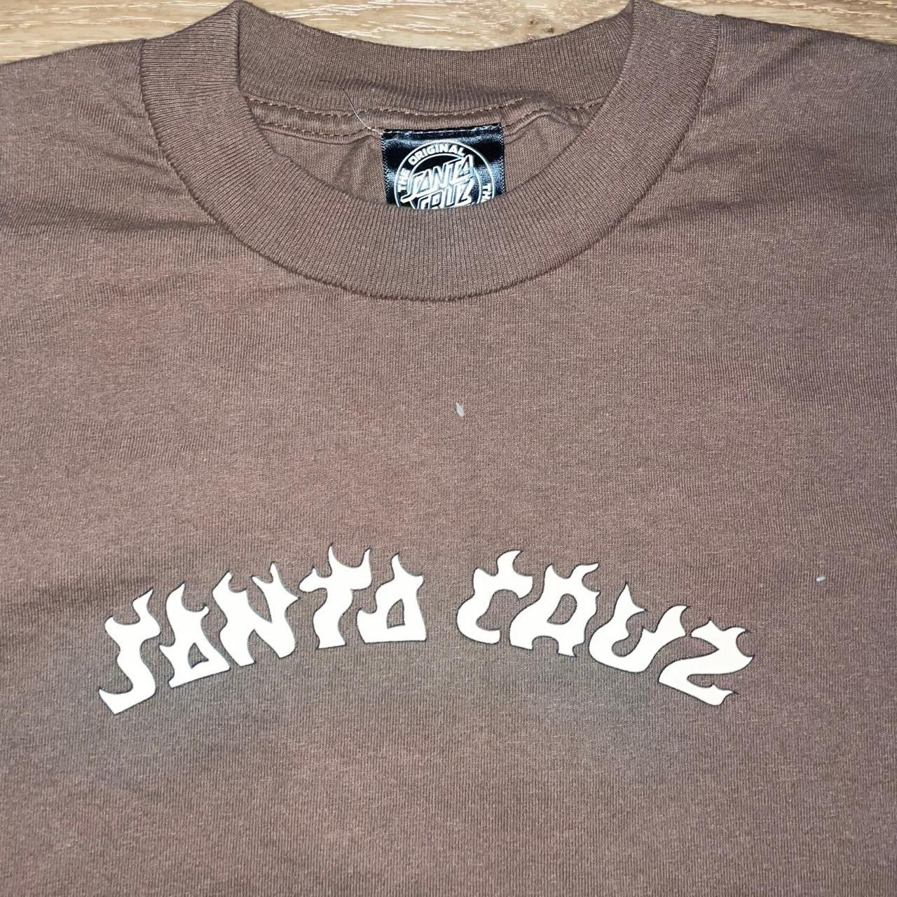 Vintage Y2K Santa Cruz Flame Logo Graphic Tee | Brown Skater Streetwear
