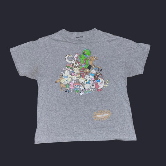 Vintage Nickelodeon Cartoon Tee | 90s/2000s Retro Characters | Gray