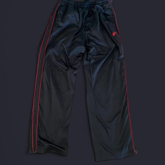 Starter Black Track Pants with Red Stripes - Y2K Vintage (Size L, 36x38)
