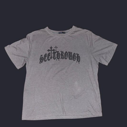 Y2K Gothic “See Through” Graphic Tee | Grunge Cross Print