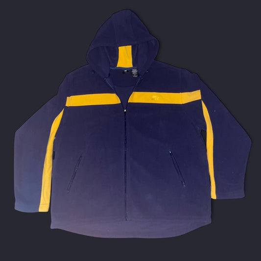 Vintage Y2K Starter Full-Zip Hoodie – Navy & Yellow Colorblock – Size L