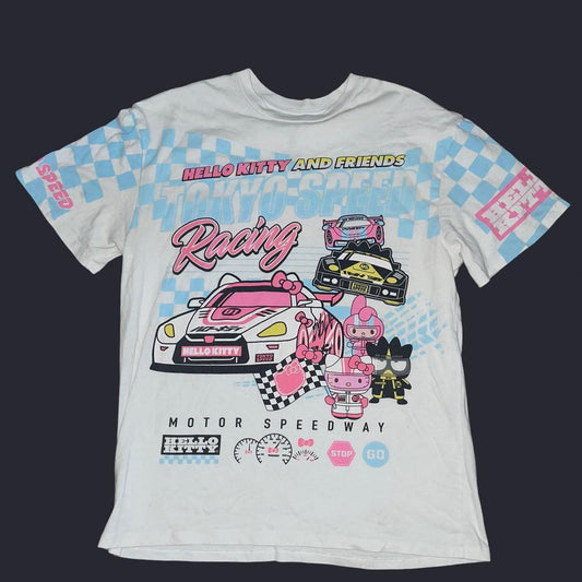 AOP Hello Kitty & Friends Tokyo Speed Racing Tee | Y2K Anime Graphic T-Shirt