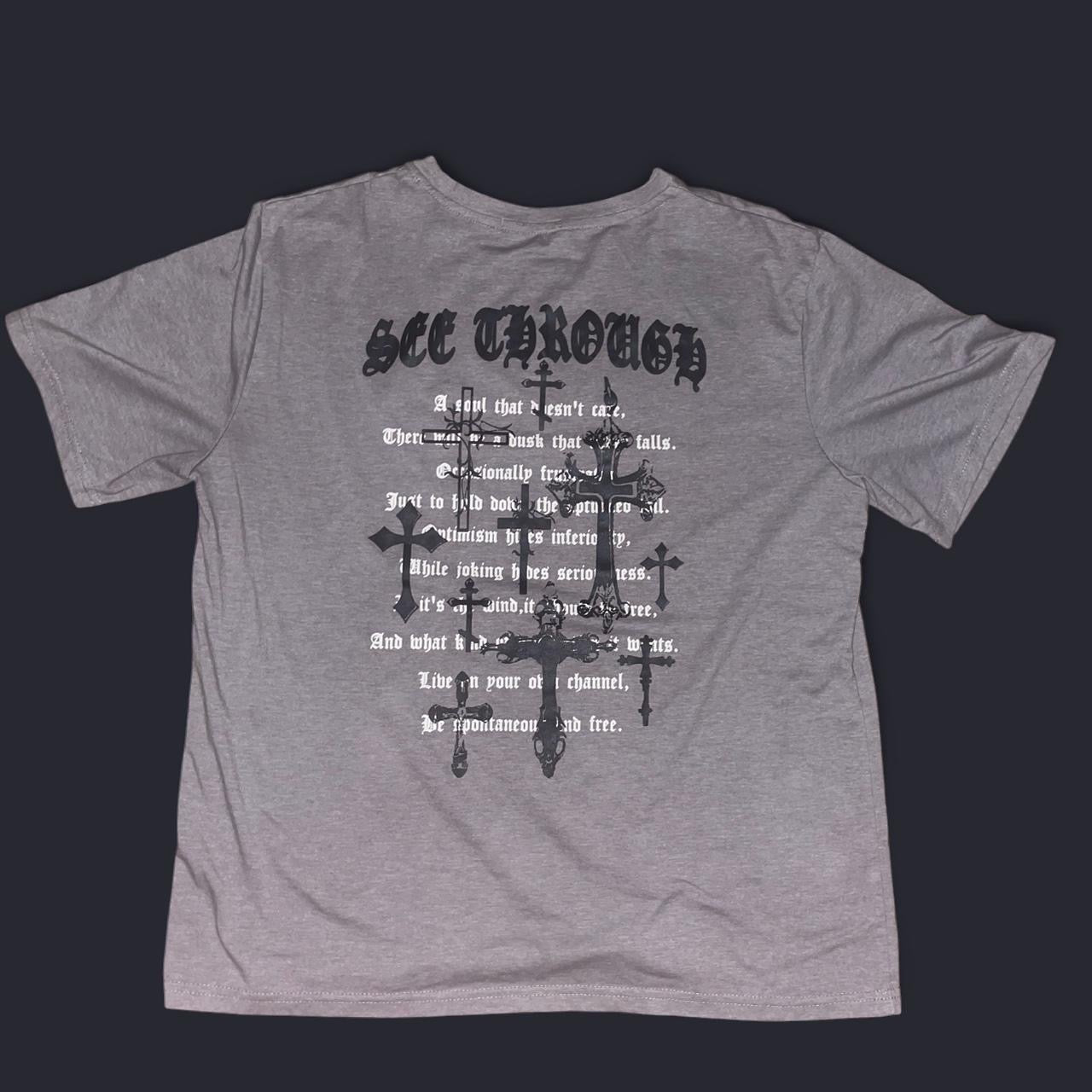 Y2K Gothic “See Through” Graphic Tee | Grunge Cross Print