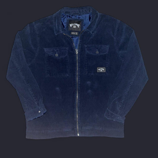 Billabong Navy Blue Corduroy Jacket – Zip-Up Workwear Style (M)
