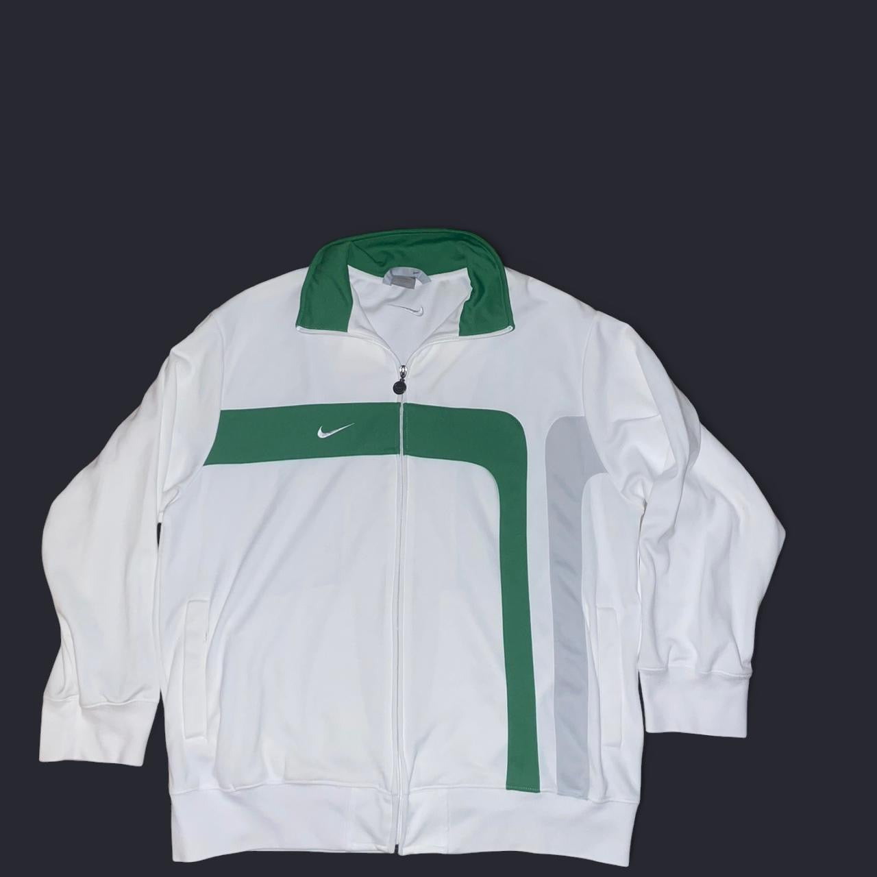 Vintage Y2K Nike Track Jacket – White & Green (L)