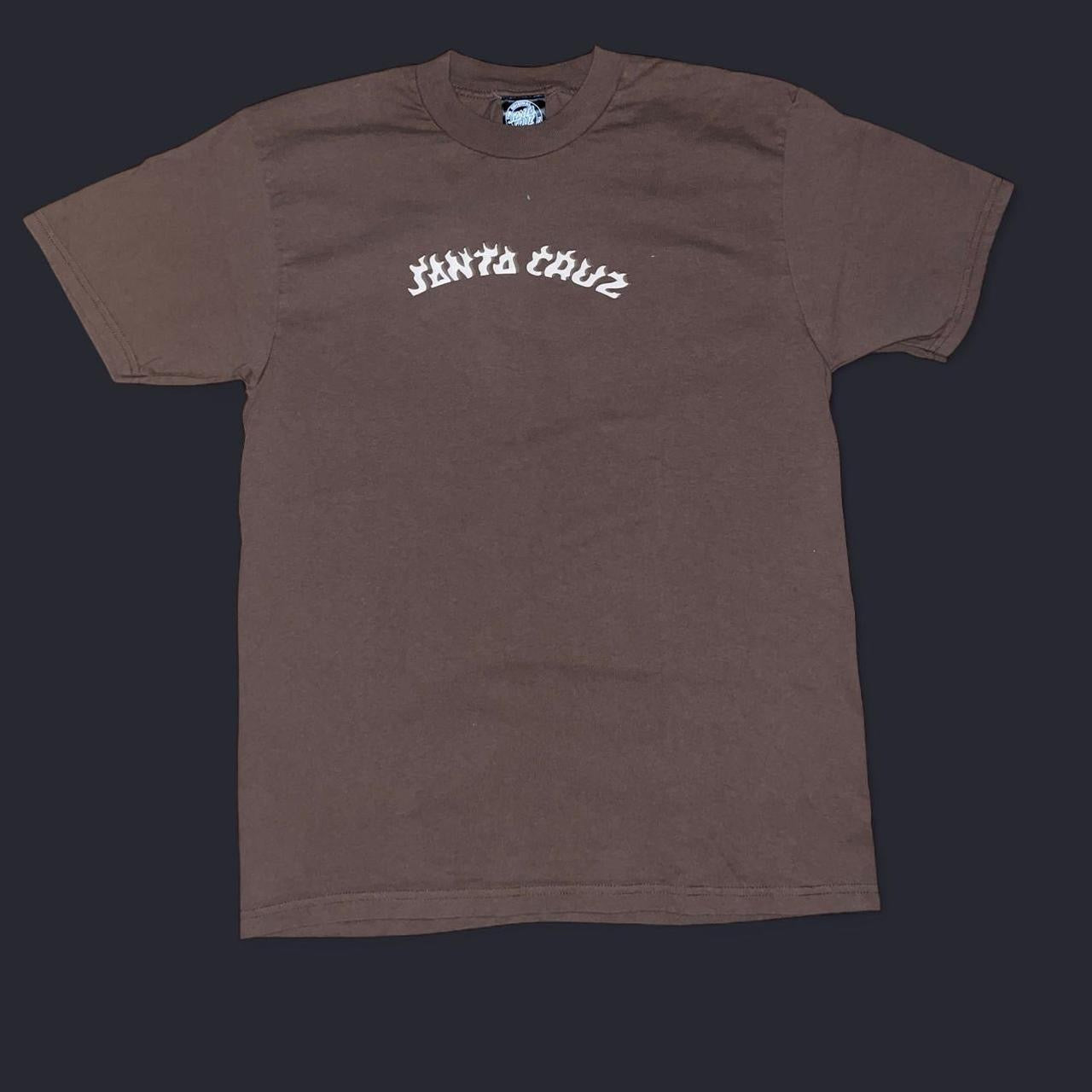 Vintage Y2K Santa Cruz Flame Logo Graphic Tee | Brown Skater Streetwear