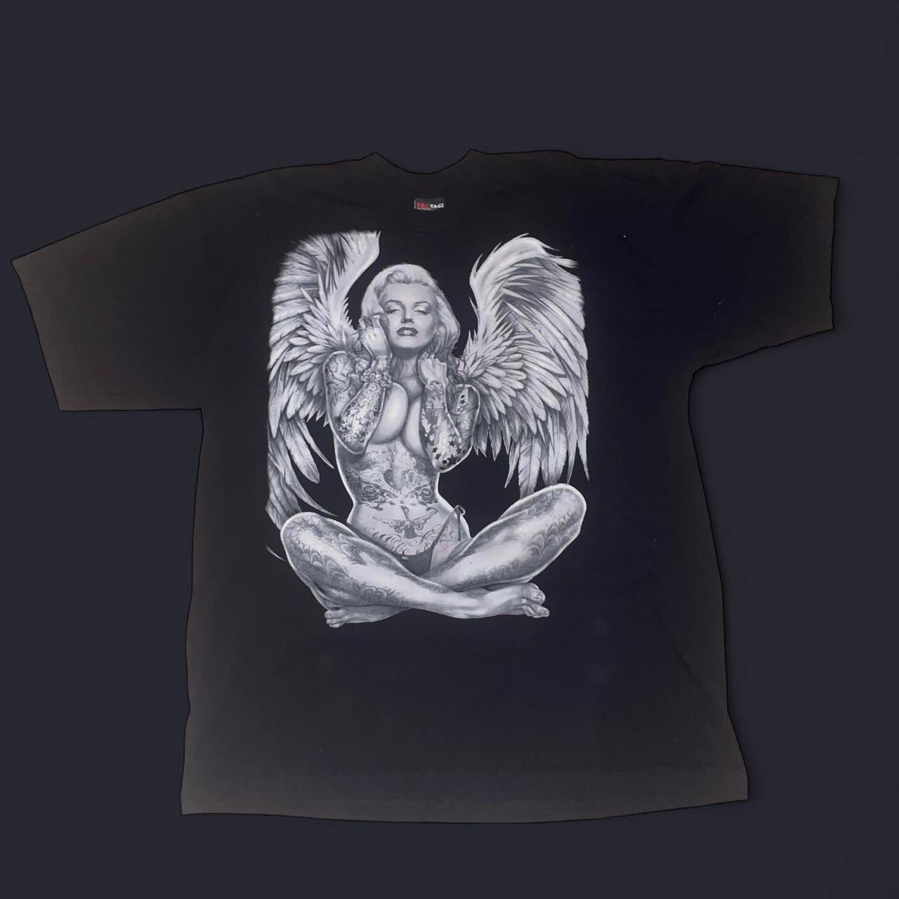 Vintage Y2K Marilyn Monroe ￼Tattooed Angel “Forever Young” Graphic Tee | Gothic Angel Design